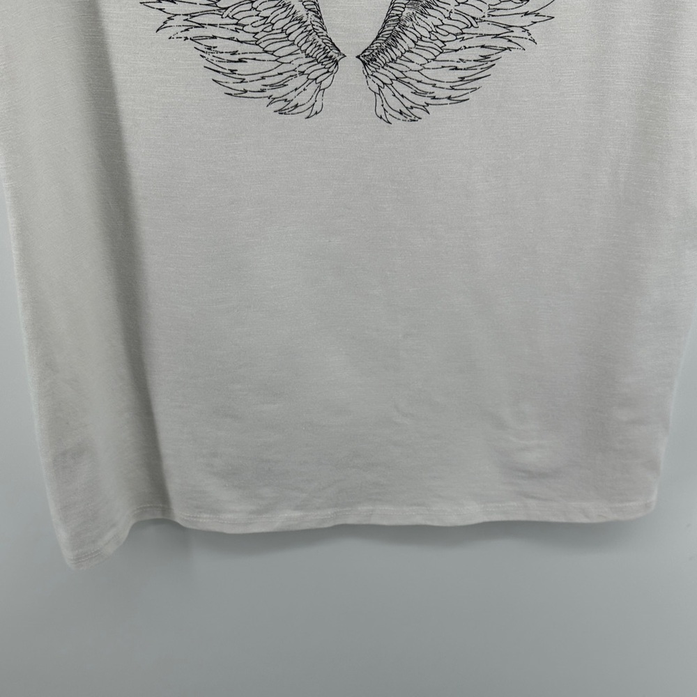 Promesa Boho Graphic Tee Streetwear Indie Wings White Short Sleeve Tee SzM - Picture 6 of 15